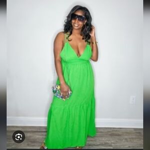 ALICE Elegant Kelly Green Maxi Dress S